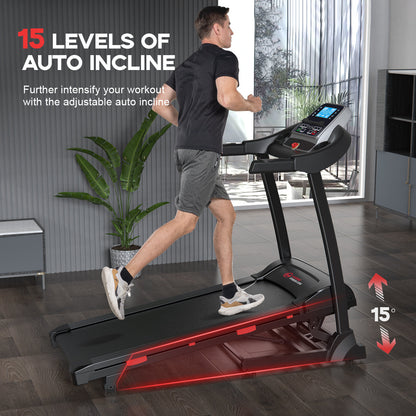 Professional Grade Treadmill with Speeds up to 16 KM/H and 0-15% Automatic Incline Adjustment