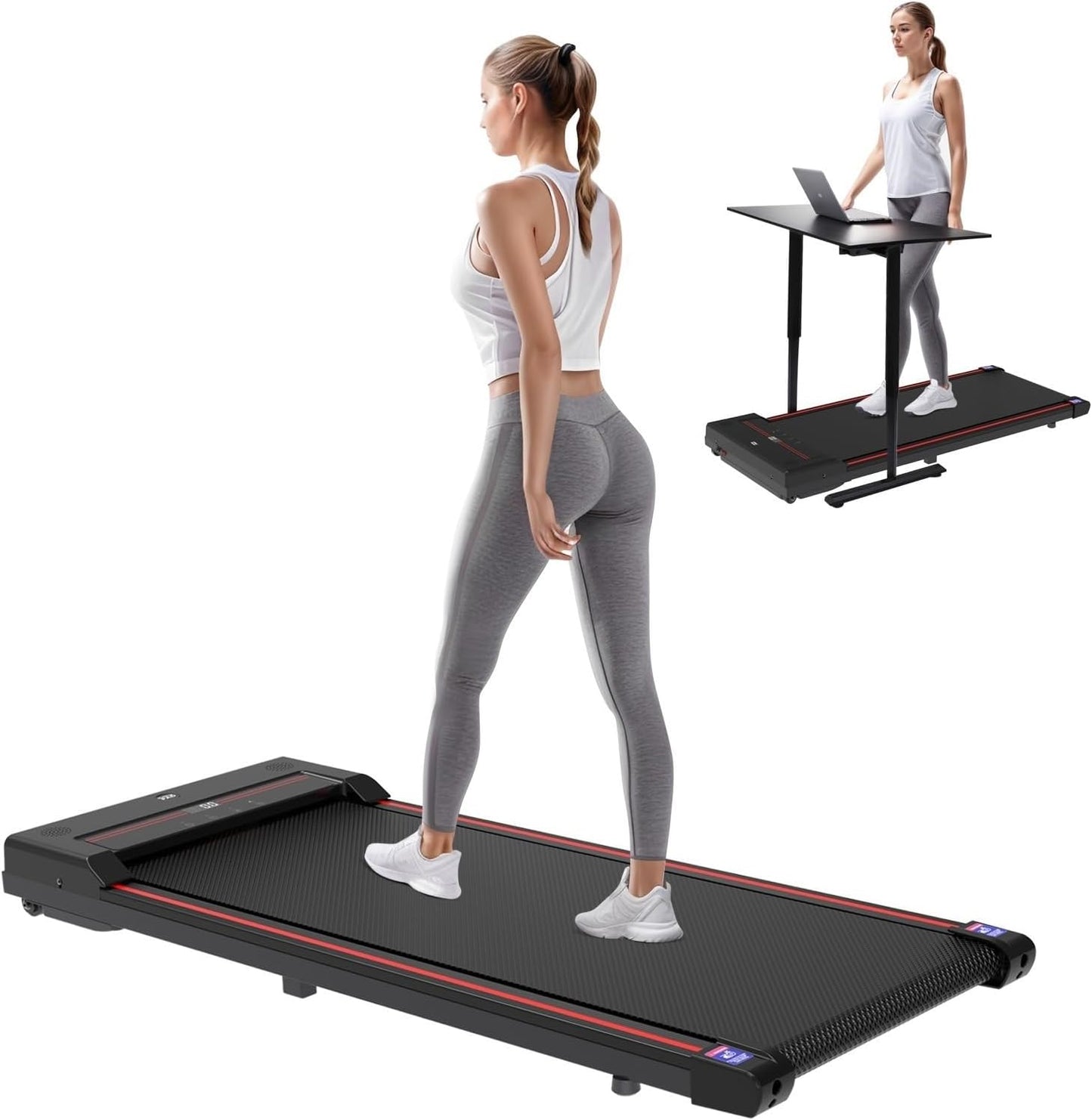 Sperax Compact Walking Pad Treadmill - Versatile Under Desk Design, 2.5HP Power, 320 lb Capacity, Convenient Remote Control & LED Display for Home Use!