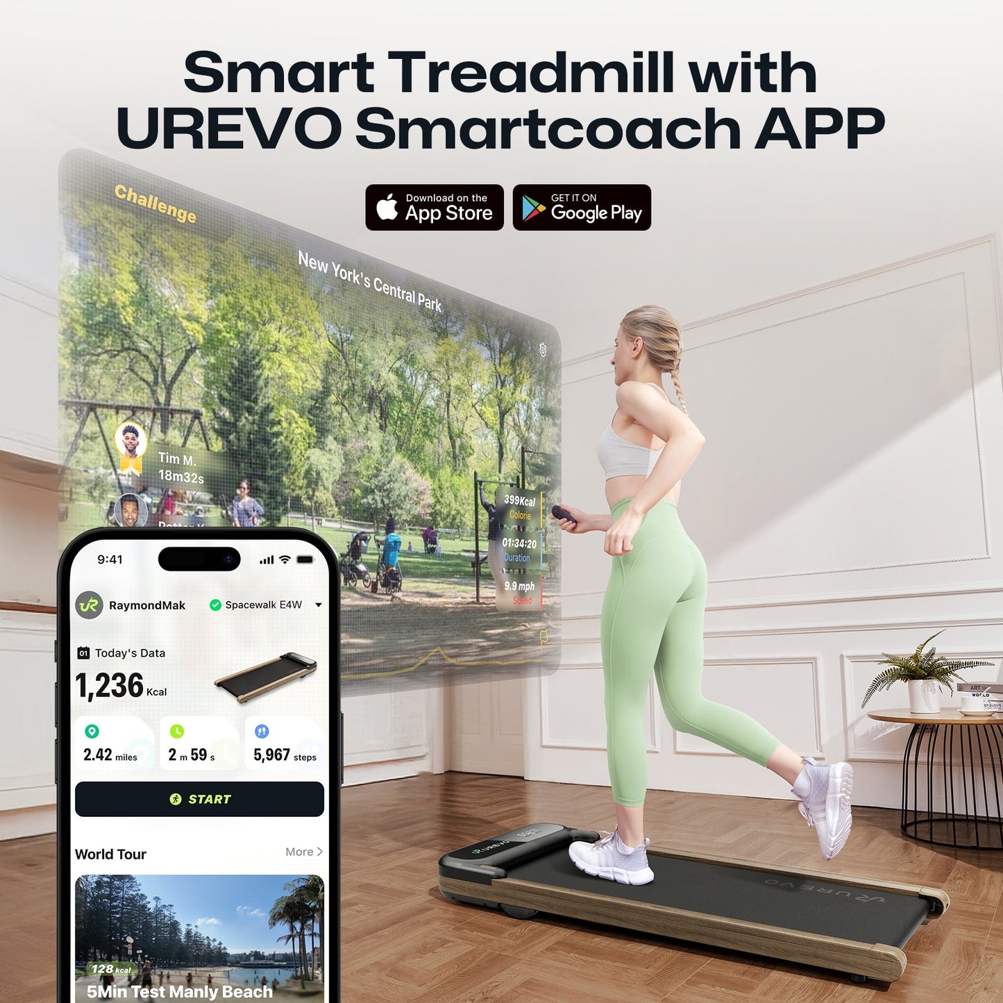 UREVO SpaceWalk E4 Folding Treadmill for Ultimate Home Workouts