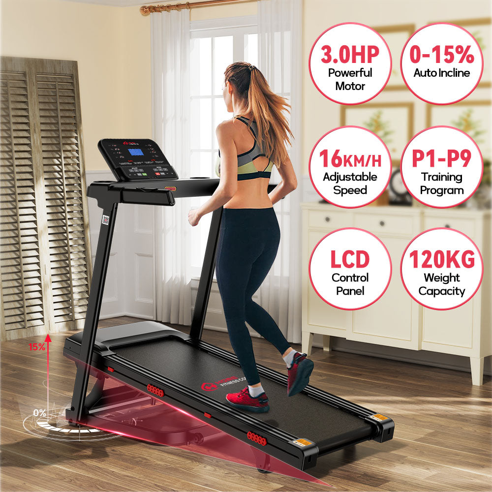 Professional Grade Treadmill with Speeds up to 16 KM/H and 0-15% Automatic Incline Adjustment