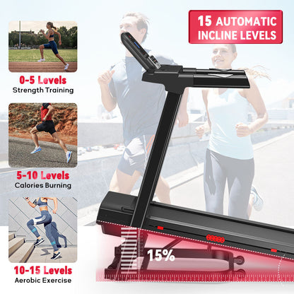 Professional Grade Treadmill with Speeds up to 16 KM/H and 0-15% Automatic Incline Adjustment